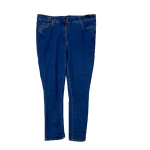 Woman Within Women's Petite Size 12W Blue Curvy Skinny Medium Wash Stretch Jean